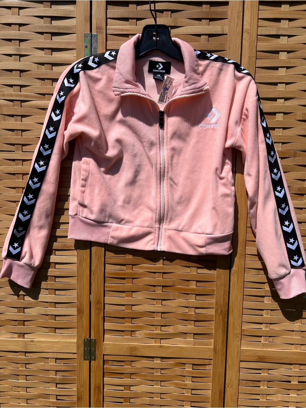 Converse Pink Track Jacket with Black Star Trim